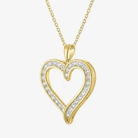 Yes, Please! Womens Lab Created White Sapphire 14K Gold Over Silver Sterling Silver Heart 18 Inch Pendant Necklace