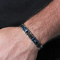 (H / Si2-I1) Mens Stainless Steel Solid 8 1/2 Inch Link Bracelet