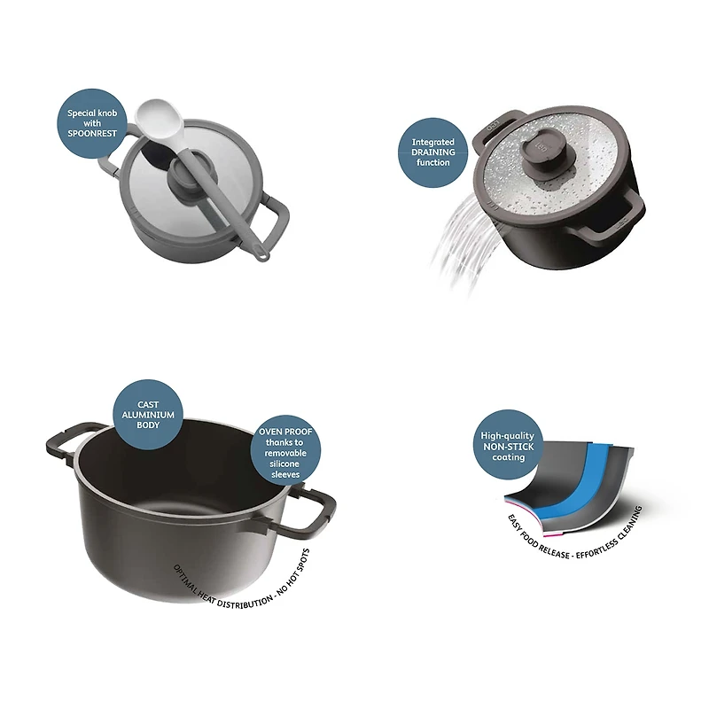 BergHOFF Leo Stone Aluminum Non-Stick 11-pc. Cookware Set