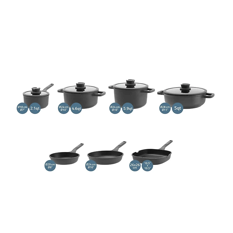 BergHOFF Leo Stone Aluminum Non-Stick 11-pc. Cookware Set