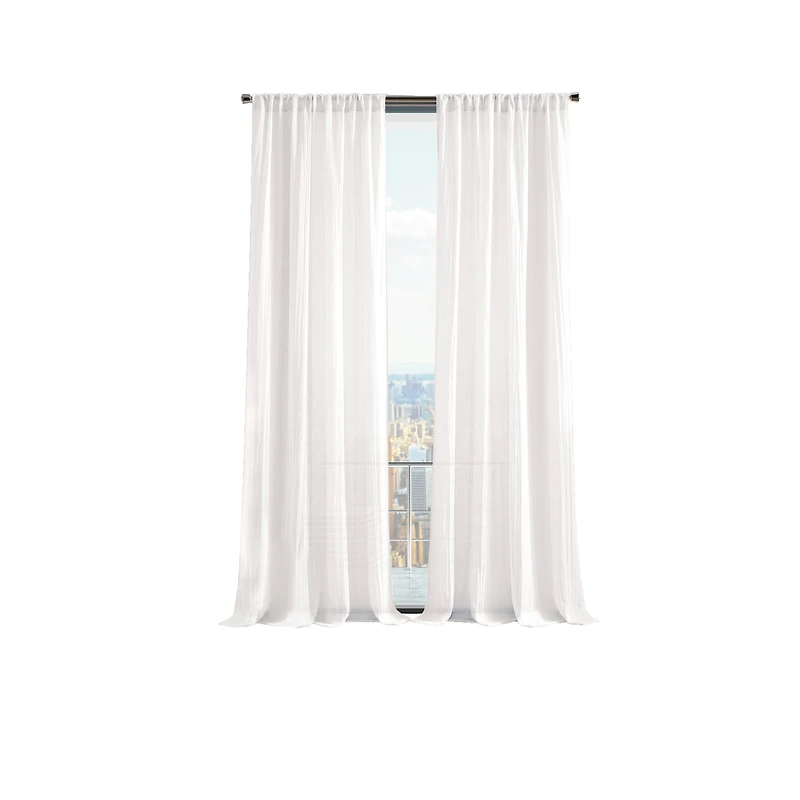 Martha Stewart Crinkle Rod Pocket Sheer Set of 2 Curtain Panel