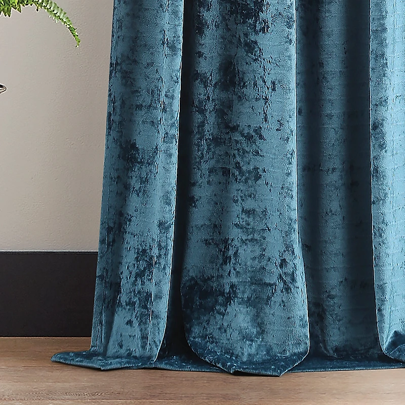 Martha Stewart Wave Embossed Velvet Rod Pocket Blackout Set of 2 Curtain Panel