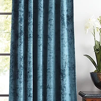 Martha Stewart Wave Embossed Velvet Rod Pocket Blackout Set of 2 Curtain Panel