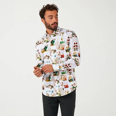 Opposuits Christmas Elf Mens Regular Fit Long Sleeve Dress Shirt