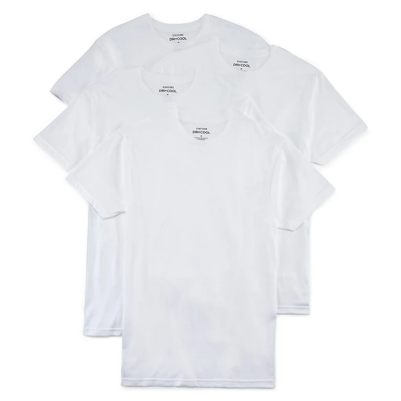 Stafford Dry + Cool Mens 4 Pack Short Sleeve Crew Neck MOISTURE_WICKING T-Shirt