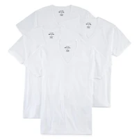 Stafford Dry + Cool Mens 4 Pack Short Sleeve V Neck MOISTURE_WICKING T-Shirt Tall