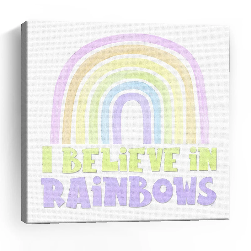 Lumaprints Pastel Rainbows I-Believe Giclee Canvas Art
