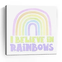 Lumaprints Pastel Rainbows I-Believe Giclee Canvas Art