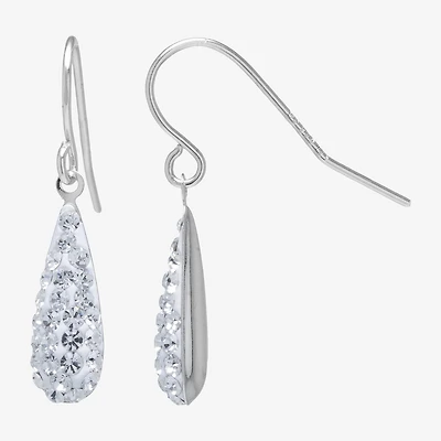 Silver Treasures Womens Crystal Sterling Pear Drop Earrings