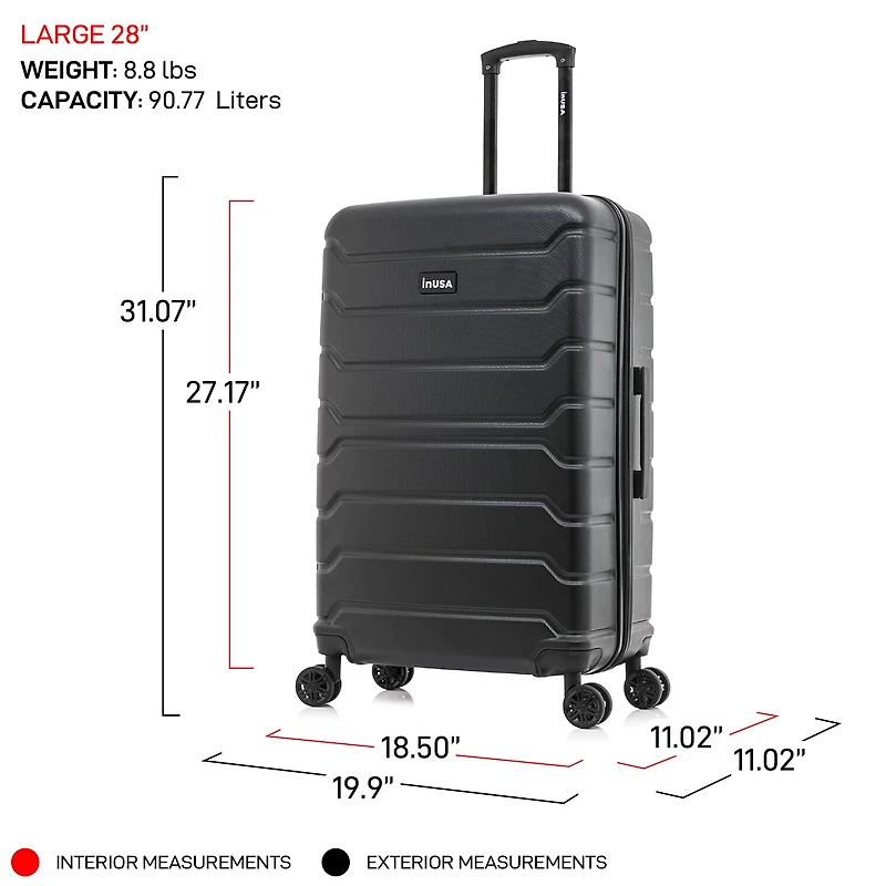 InUSA Trend Inch Hardside Lightweight Checked Spinner Luggage