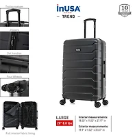 InUSA Trend Inch Hardside Lightweight Checked Spinner Luggage