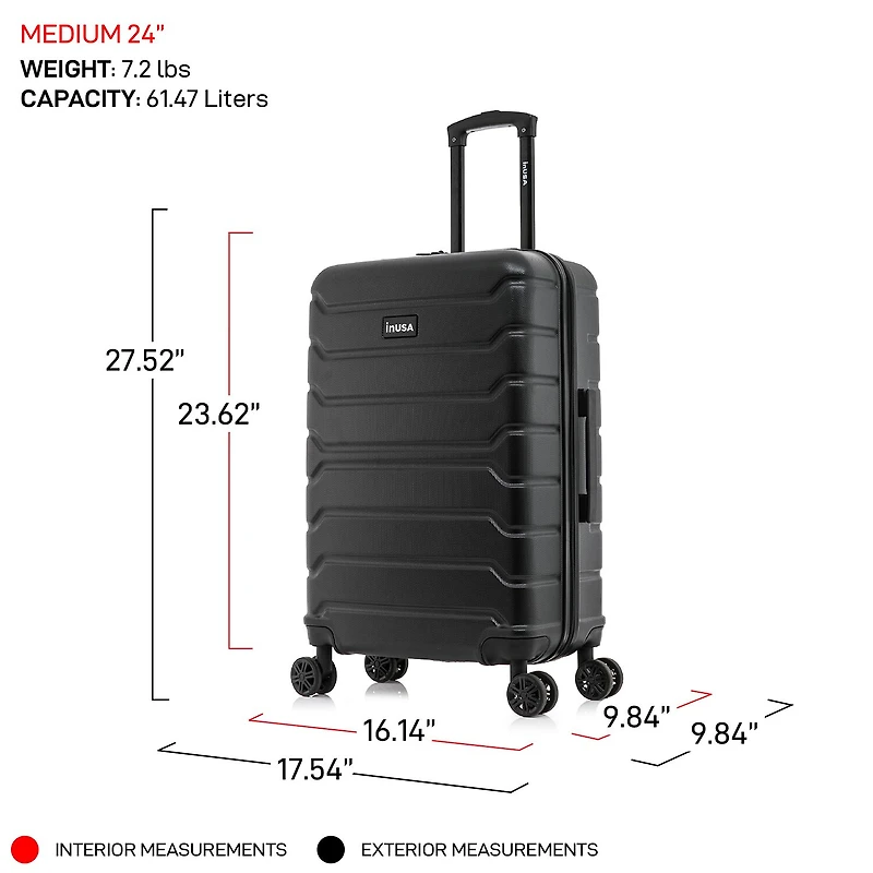 InUSA Trend 24 Inch Hardside Lightweight Checked Spinner Luggage