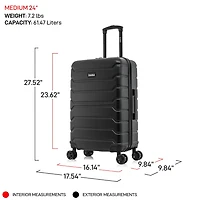 InUSA Trend 24 Inch Hardside Lightweight Checked Spinner Luggage