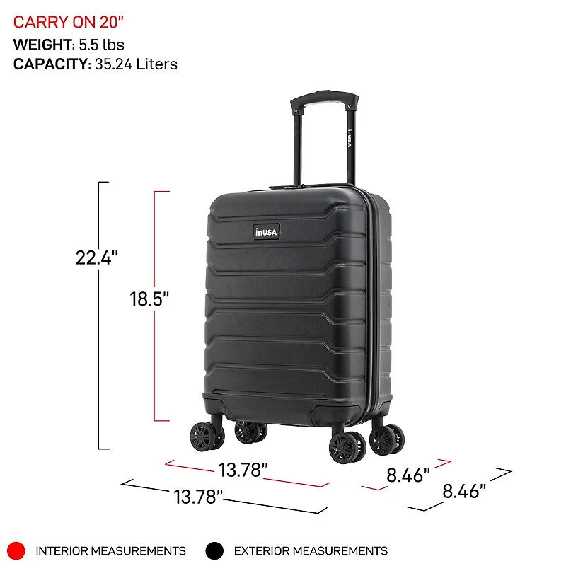 InUSA Trend 20 Inch Hardside Lightweight Carry-On Spinner Luggage