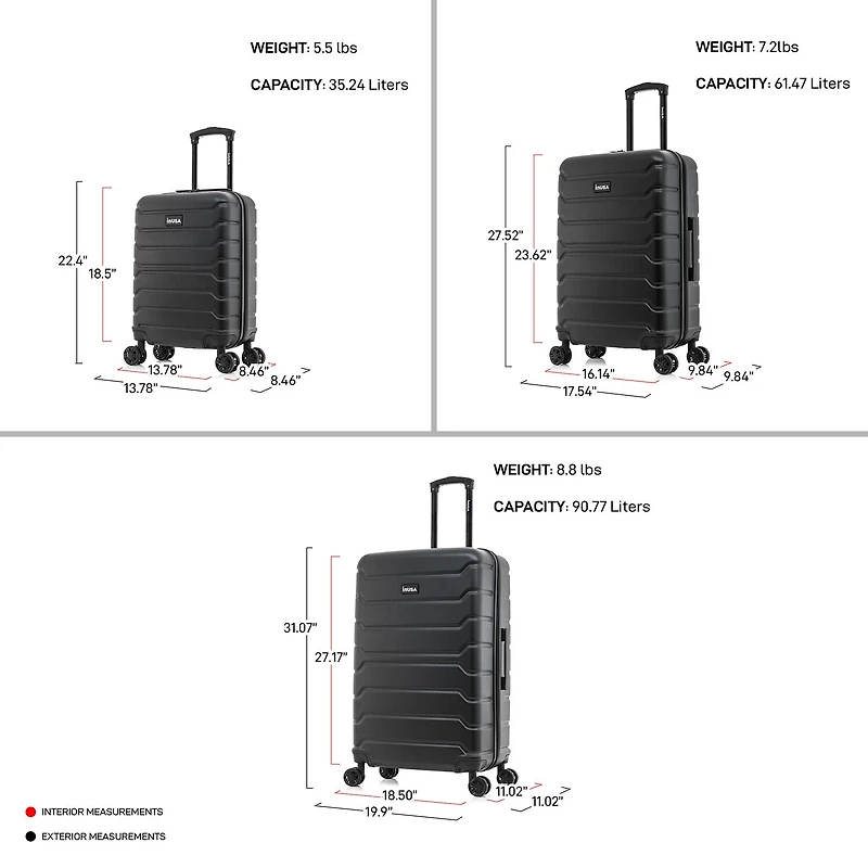 InUSA Trend 3-pc. Hardside Lightweight Luggage Set