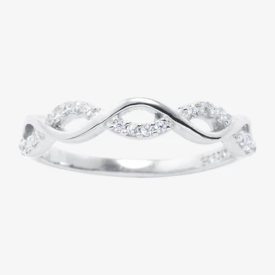 Silver Treasures Womens Cubic Zirconia Sterling Band
