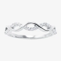 Silver Treasures Womens Cubic Zirconia Sterling Band