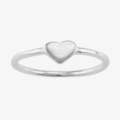 Itsy Bitsy Womens Sterling Silver Heart Delicate Midi  Band