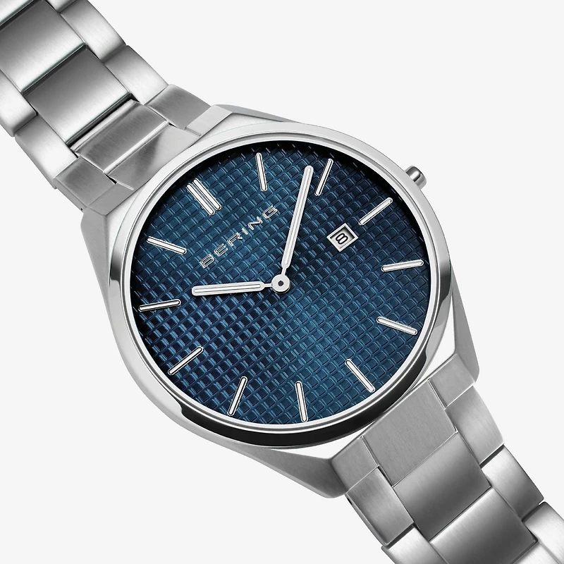 Bering Mens Silver Tone Stainless Steel Bracelet Watch 17240