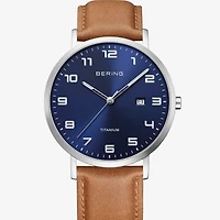 Bering Mens Brown Leather Strap Watch 18640