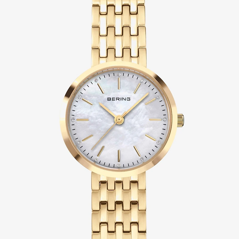 Bering Womens Gold Tone Stainless Steel Bracelet Watch 19126-734