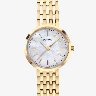 Bering Womens Gold Tone Stainless Steel Bracelet Watch 19126-734