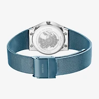 Bering Womens Crystal Accent Blue Stainless Steel Bracelet Watch 12927-308