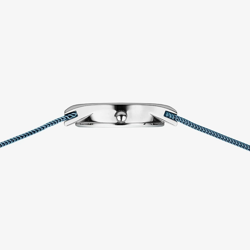Bering Womens Crystal Accent Blue Stainless Steel Bracelet Watch 12927-308