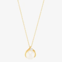 Certified Sofia™ Cultured Freshwater Pearl & Diamond-Accent 10K Gold Pendant Necklace