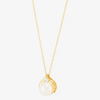 Certified Sofia™ Cultured Freshwater Pearl & Diamond-Accent 10K Gold Pendant Necklace