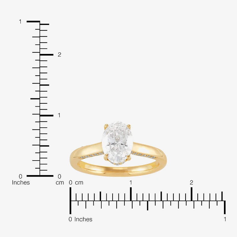 (H-I / Si1-Si2) Womens 1 3/4 CT. T.W. Lab Grown White Diamond 10K Gold Oval Solitaire Engagement Ring