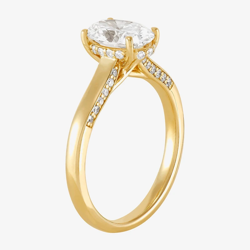 (H-I / Si1-Si2) Womens 1 3/4 CT. T.W. Lab Grown White Diamond 10K Gold Oval Solitaire Engagement Ring
