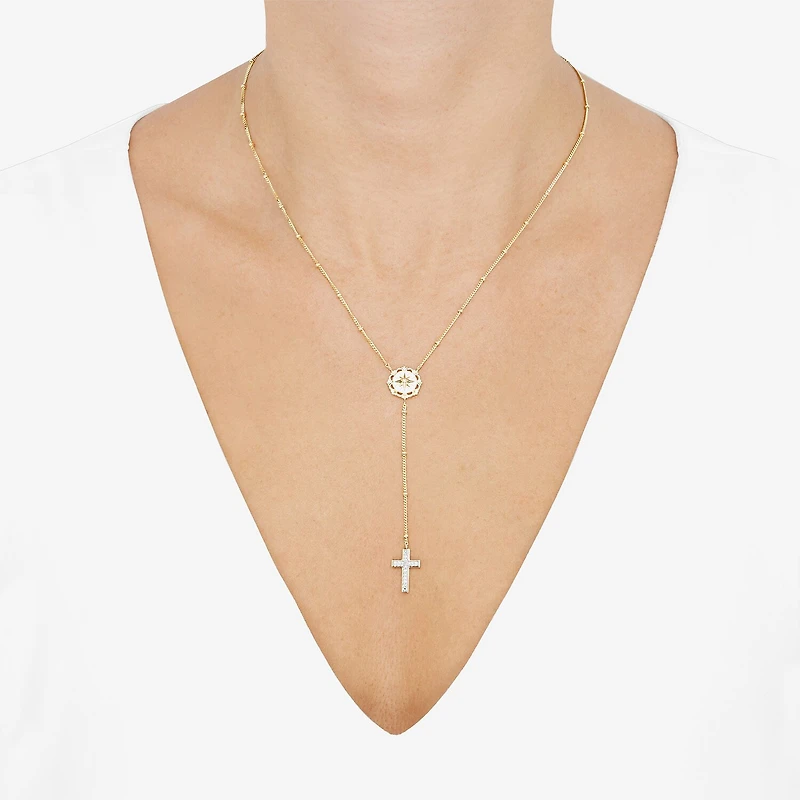 (Si1-Si2/ H-I) Womens White Diamond 14K Gold Over Silver 18 Inch Y Necklace