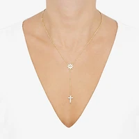 (Si1-Si2/ H-I) Womens White Diamond 14K Gold Over Silver 18 Inch Y Necklace