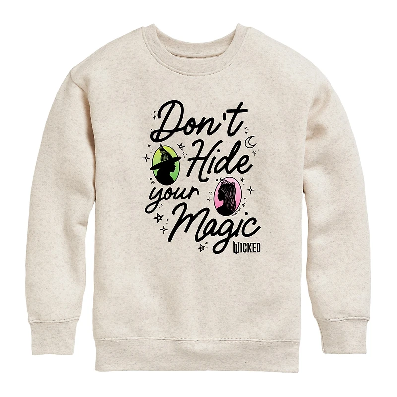 Dont Hide Magic Big Kid Girls Crew Neck Long Sleeve Wicked Sweatshirt