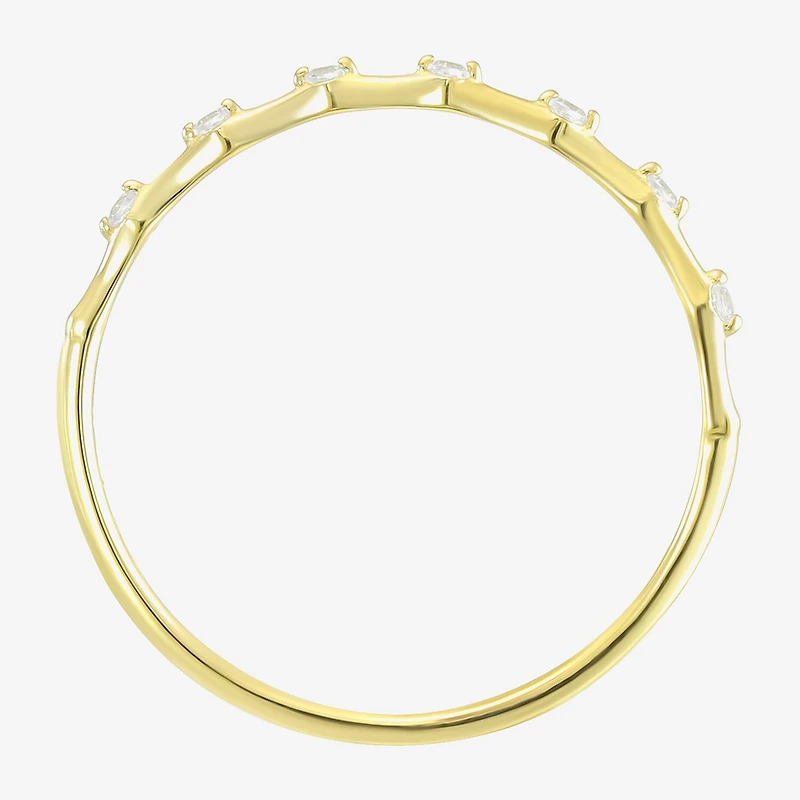 Gold Addiction Womens White Cubic Zirconia 10K Gold Stackable Ring