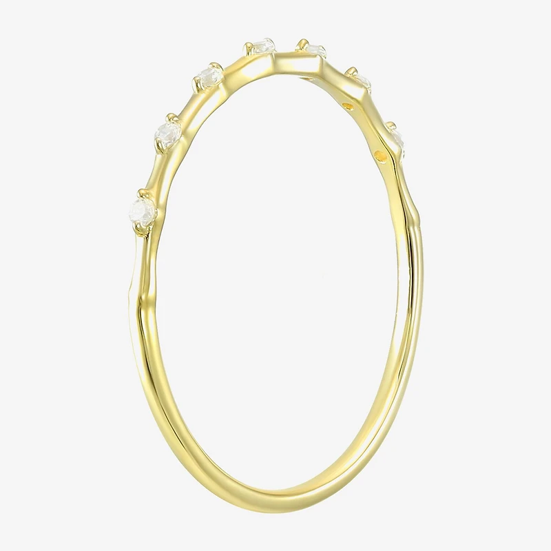 Gold Addiction Womens White Cubic Zirconia 10K Gold Stackable Ring