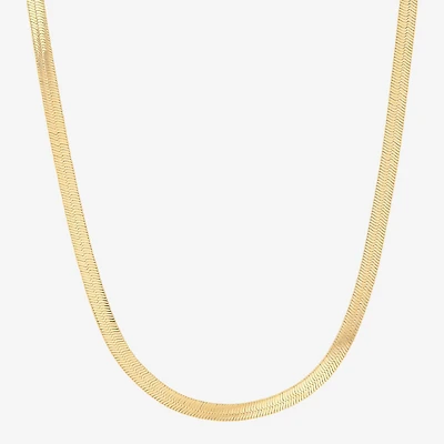Bonded Brilliance Womens 14K Gold Bonded With Sterling Silver 20 Inch Herringbone Chain Necklace