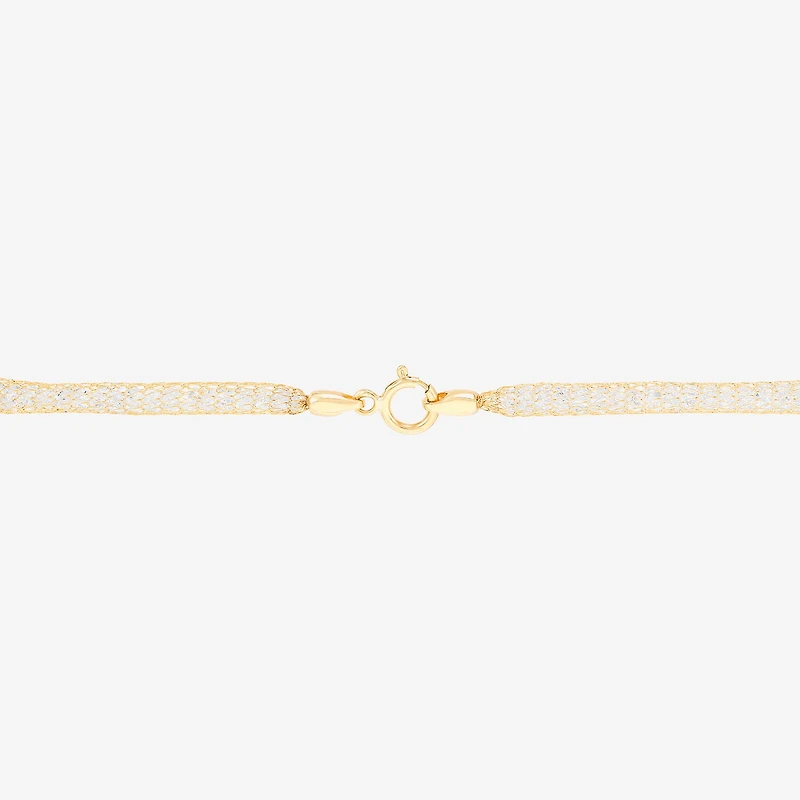 Made in Italy Womens 10K Gold 7.5 Inch Solid Mesh Chain Bracelet