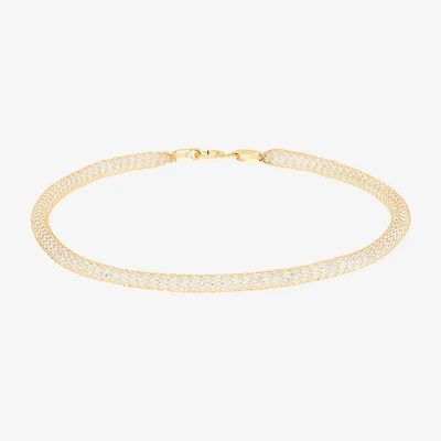 Made in Italy Womens 10K Gold 7.5 Inch Solid Mesh Chain Bracelet