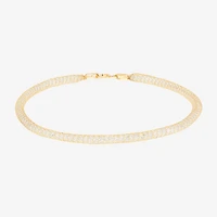 Made in Italy Womens 10K Gold 7.5 Inch Solid Mesh Chain Bracelet