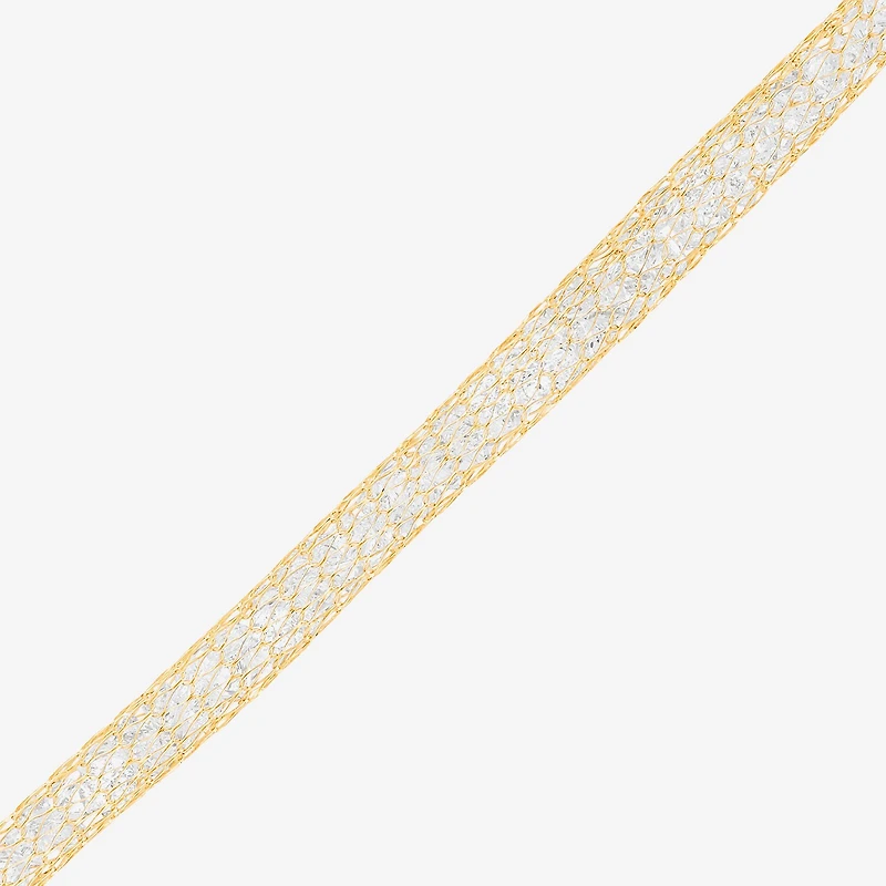 Made in Italy Womens 10K Gold 7.5 Inch Solid Mesh Chain Bracelet