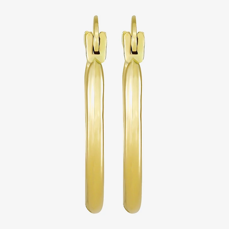 Womens 10K Gold 15mm Round Hoop Earrings