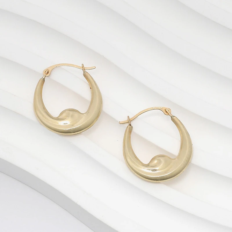 Womens 10K Gold 17.5mm Round Hoop Earrings