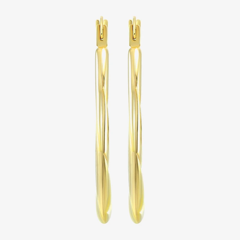 Womens 14K Gold 19mm Oval Hoop Earrings