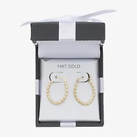 Womens 14K Gold 18mm Oval Hoop Earrings