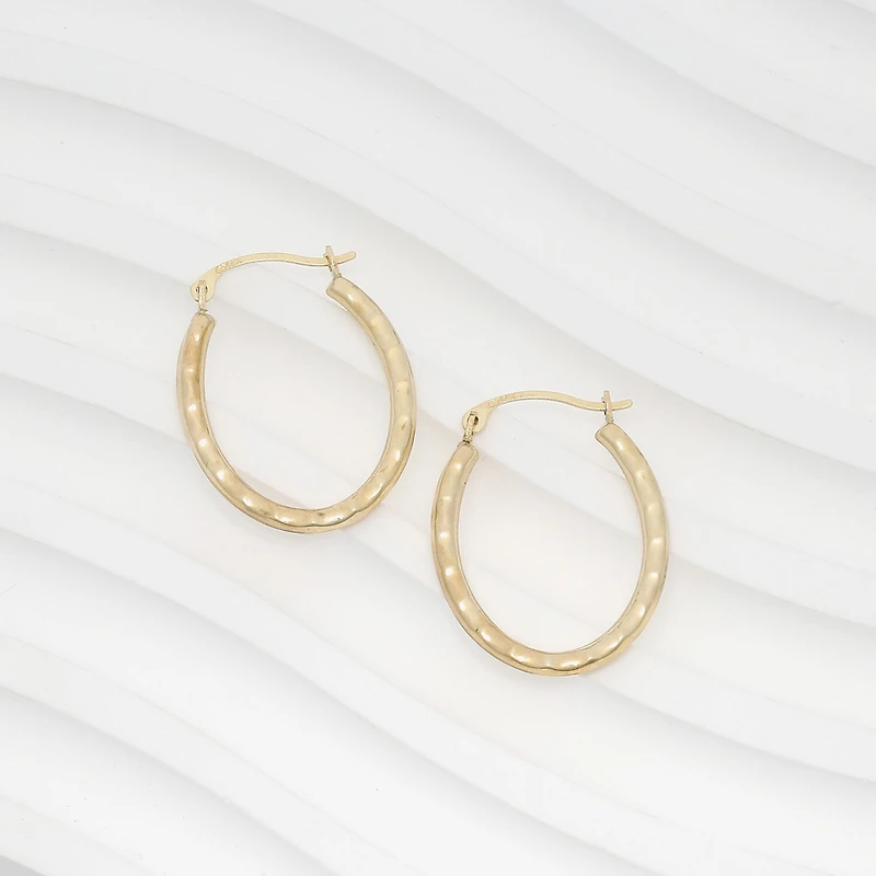 Womens 14K Gold 18mm Oval Hoop Earrings