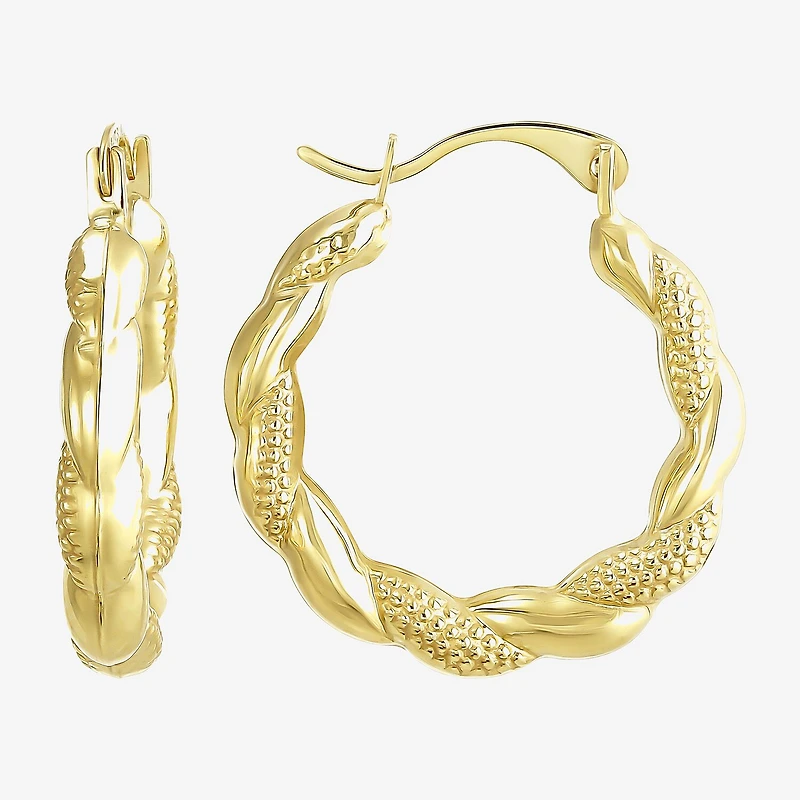 Womens 14K Gold 18mm Round Hoop Earrings