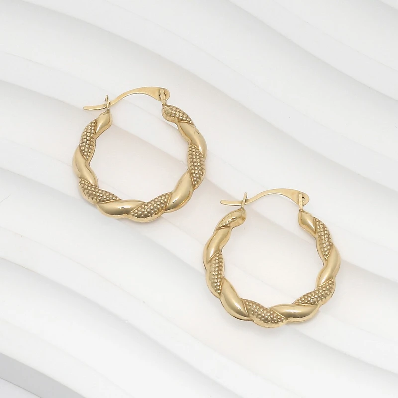 Womens 14K Gold 18mm Round Hoop Earrings