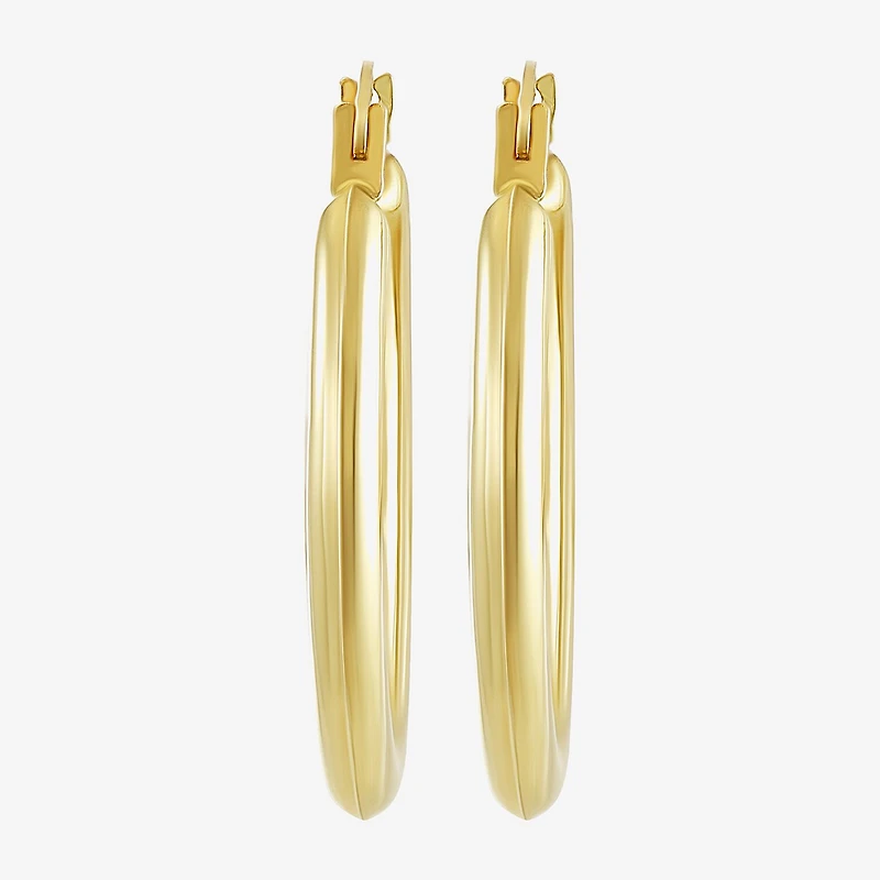 Womens 14K Gold 25mm Oval Hoop Earrings